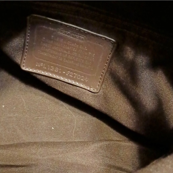 Coach EUC Signature Strip Tan Brown Fold Over Shoulder Cross Body Handbag Purse - Picture 8 of 11